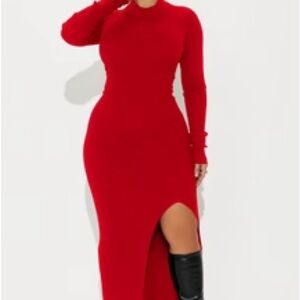 Fashionova Anna Red Sweater Long Sleeve Maxi Dress NWT XL